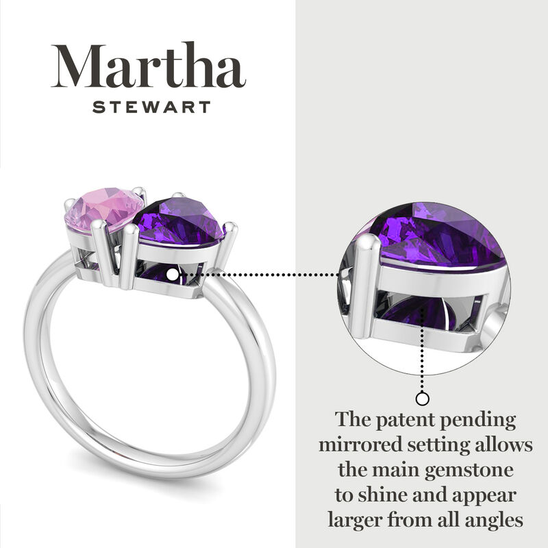 Martha Stewart 2ctw. Pink Sapphire & Amethyst Two Stone Ring In Sterling Silver image number null